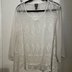 Chicos Size 3 sheer white top